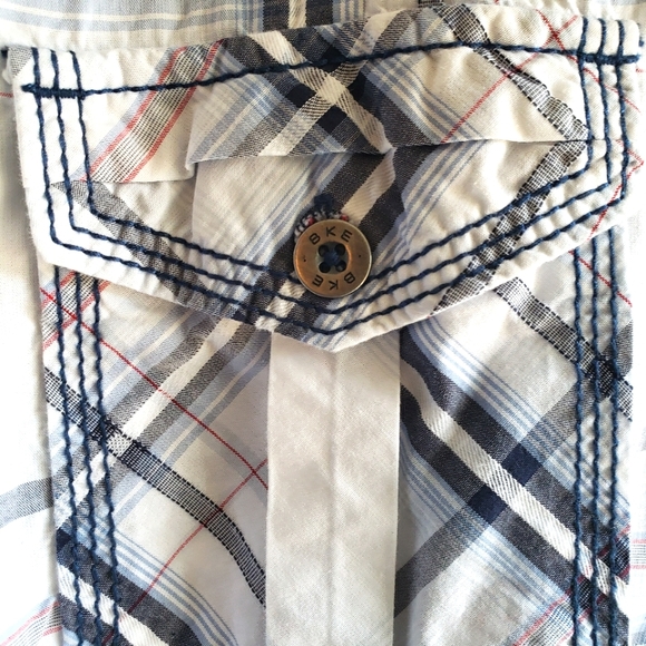 BKE Standard Fit Mens Long Sleeve Button Front Shirt XL Blue White Plaid - Picture 6 of 8